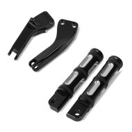 Set: Sozius Fussrasten-Halter für Harley-Davidson Dyna 06-17 schwarz + Fussrasten Fahrer-Sozius für Harley-Davidson FP5 schwarz_1