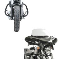 Set: Batwing Windschild für Chopper und Custombikes + Sturzbügel für Harley Davidson Sportster 04-20 HS5 schwarz_1