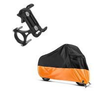 Set: Abdeckplane XL Faltgarage schwarz-orange + Smartphonehalter SH5 für Lenker Handyhalter Aluminium Halterung_1