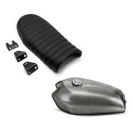 Set: Cafe Racer Tank VT1 für Umbauten unlackiert + Sitzbank für Cafe-Racer oder Scrambler Umbau Flat schwarz_1