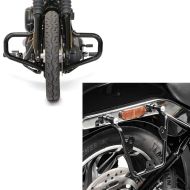 Set: Sturzbügel Mustache für Harley Street Bob / Low Rider 18-21 + Satteltaschenhalter Set für Harley Softail 18-21_1