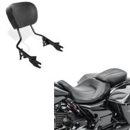 Set: Komfort Sitzbank für Harley Touring 09-20 CV schwarz + Sissybar für Harley Davidson Touring Modelle 09-20 in schwarz_1