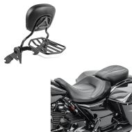 Set: Seat fits for Harley Davidson Touring 09-24 Touring Bench Craftride CV black + Sissy Bar with Rear Rack detachable fits for Harley Davidson Touring models 2009- black Craftride
