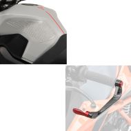 Set: Tank Grip Pad Traction Pad L clear transparent + Lever Guard Brake and Clutch Handguard Protection X6 red