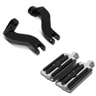 Set: Sozius Fussrasten-Halter für Harley-Davidson Touring 96-20 schwarz + Fussrasten Fahrer-Sozius für Harley-Davidson FP2 chrom_1