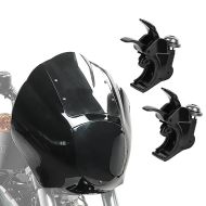 Set Headlamp mask front cover dark + windshield clamps 39mm suitable for Harley Davidson Sportster 88-20 and Dyna 91-05 Craftride black