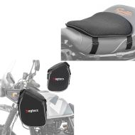 Set: Sturzbügeltaschen für Royal Enfield Himalayan K5 + Gel Sitzkissen M Tourtecs Universal Komfortkissen schwarz_1
