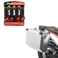 Set: Alukoffer Atlas 41l Aluminium-Seitenkoffer koffer + Spanngurt Set mit Ratsche und Haken inkl 4x Zurrschlaufe in rot_1