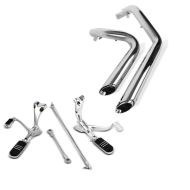 Set: Auspuff Short Shot für Harley Sportster 04-13 chrom + vorverlegte Fußrastenanlage für Harley Sportster 04-13_1