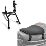 Set: Hauptständer Kawasaki KLE 500 90-07 Mittelständer in schwarz + Gel Sitzkissen M Tourtecs Universal Komfortkissen schwarz_1