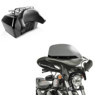 Set: Topcase Missouri 43Ltr für Chopper abschließbar schwarz + Batwing Verkleidung für Chopper mit Windschild rg_1