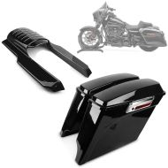 Set Pair Stretched 35-litre side Cases + Rear Fender extension suitable for Harley Davidson Touring 96-08 Craftride black
