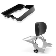 Set: Sissybar Harley Touring 97-08 Gepäckträger chrom + Seitenkoffer-Verlängerung für Harley Touring Modelle 94-13 schwarz_1