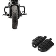 Set: Sturzbügel Harley Davidson Sportster 04-20 Mustache in schwarz + Fussrasten Fahrer-Sozius für Harley-Davidson FP14 schwarz_1