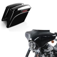 Set: Seitenkoffer Harley Davidson 94-13 Stretched + Batwing Verkleidung für Harley Davidson_1