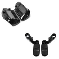 Set: Lower vented Leg Fairing compatible with Harley Davidson Touring Modeelle 2014-23-24 Craftride black + Motorbike Crash Bar Highway Footpegs Craftride CF11 for 32mm in black