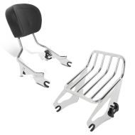 Set: Luggage Rack W1 Detachable fits for Harley Davidson Touring Models 09-24 chrome Craftride + Sissy Bar detachable fits for Harley Davidson Touring models 2009-23-24 chrome Craftride