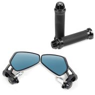 Set: Bar End Mirror LS6 + 2x handlebar grips 22mm compatible with Ducati Monster 1200 / S / R / 750 / 796 / 797
