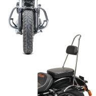 Set: Sissybar Tall Harley Sportster 04-20 Rider-XXL chrom + Sturzbügel für Harley Davidson Sportster 04-20 HS5 chrom_1