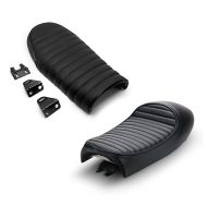 Set: Sitzbank für Cafe-Racer Umbau mit Höcker Hump schwarz + Sitzbank für Cafe-Racer oder Scrambler Umbau Flat schwarz_1