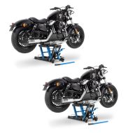 2x Motorbike Scissor Lift ConStands Mid-lift L Hydraulic Jack for Cruiser and Chopper 680kg blue Discount Set CB1135