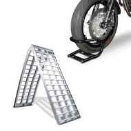 Set: Alu Auffahrrampe V, bis 680 kg, klappbar, für Motorrad, Scooter, Quad + Radklemme Transportvorrichtung,_1