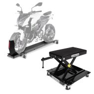 Set: Dolly Mover with Wheel Chock Smart-Mover max 450 kg grey + Scissor Lift Dolly Mid-lift M Mover 500 kg in