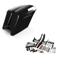 Set: Stretched saddlebags fits for Harley Davidson Touring Models 2014-23-24 unpainted, no lock Craftride + Hard Saddlebag Latch Lid Hardware Covers fits for Harley Davidson Touring 14-24 Craftride