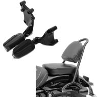 Set: Sozius Fußrasten für Harley Sportster 883 Iron 14-20 mit Halter in + Sissybar für Harley Davidson Sportster 04-20 RPS schwarz_1
