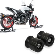 Set: Montageständer Set MV2 Motorradständer vorne und hinten Rangierhilfe + Schwingenschützer Racingadapter Bobbins für Montageständer M6-8 carbon_1
