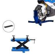 Set: Hebebühne Mini-Lift Scherenheber inkl. Gummimatte bis 500kg in blau + Motorradwippe Easy-Plus Motorradständer bis 21 Zoll blau_1