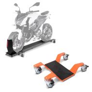 Dolly Mover with Wheel Chock Smart-Mover max 450 kg grey + Dolly Mover for Centre Stand Mover II, max. 400 kg, orange