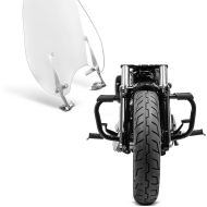 Set: Windschild Abnehmbar für Harley-Davidson Sportster 1988- + Sturzbügel Harley Sportster 04-20 Mustache in schwarz_1