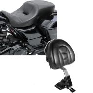 Set: Touring Seat fits for Harley Davidson Touring 14-24 Craftride Hammock black + Driver Backrest Small fits for Harley Davidson Touring 97-24 chrome Craftride