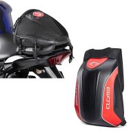 Set: Hard Shell Backpack Carbon 30 Litres Volume red + Tail Bag Race for Pillion Seat in 