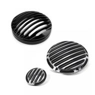 Set: Scheinwerfer Grill Harley Sportster 04-20 in schwarz + Kupplungsdeckel + Zündungsdeckel Stripe für Harley Sportster 04-20_1