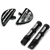 Set: Footboards Driver-Passenger fits for Harley Davidson Craftride Stripe Mini black + Footpegs Driver-Passenger fits for Harley Davidson Craftride FP5 black