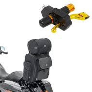 Set: Sissy Bar Bag SXL Rear tail bag with Roll Bag in + Brake lever lock 22 mm Theftprotection 9x4 cm BS-Motoparts Alu