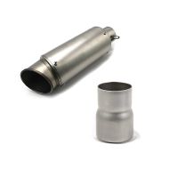Set: Auspuff Schalldämpfer Pace Edelstahl Titan + Universal Adapter für Krümmer 61mm auf Auspuff 51mm_1