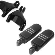 Set: Sozius Fussrasten-Halter für Harley- Sportster 04-13 schwarz + Fußrasten Fahrer-Sozius BQ für Harley Universal schwarz_1