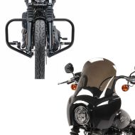 Set: Headlight Fairing MG5 fits for Harley Davidson Softail Street Bob 18-24 Windshield smoke Craftride + Engine Guard fits for Harley Davidson Softail 18-24 Highway Bar HB4 black Craftride