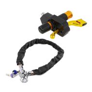 Set: Alarm Kettenschloss CA1, 1m-8mm + Bremshebelschloss 22 mm Lenker Griffschloss 9x4 cm BS-Motoparts Alu_1