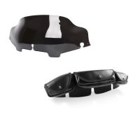 Set: Windschild Tasche für Harley Davidson Touring 1996-2013 + Windschild Wave 6" für Harley- Electra-Street Glide 96-13 dunkel_1
