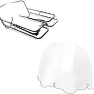 Set: Saddlebag Support Twin Rail fits for Harley Davidson Touring 97-08 rear guard Craftride + Windshield 12,5" fits for Harley Davidson Electra-Street Glide 96-13 clear Craftride