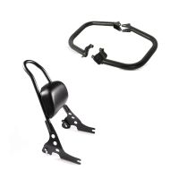Set: Sissybar Harley Street 750 / 500 15-20 Fast Rider-M schwarz + Sturzbügel für Harley Street 750/ Rod 15-20 SR1 schwarz_1