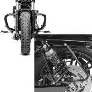 Set: Engine Guard Mustache fits for Harley Davidson Sportster 04-20 Crashbar black Craftride + Saddlebag supports fits for Harley Davidson Sportster 04-20 black Craftride