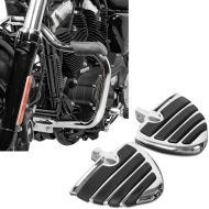 Set: Sturzbügel für Harley Sportster 2004-2020 Mustache chrom + Fussrasten Fahrer-Sozius für Harley-Davidson FP13 chrom_1