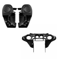 Set: Beinschild mit Lautsprecher für Harley Touring 83-13 Beinverkleidung + Innenverkleidung Batwing für Harley- Touring 97-13 schwarz glänzend_1