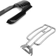 Set: Kotflügelverlängerung hinten für Harley Road King 96-08 + Gepäckträger Solo Rack für Harley Road King 97-05 chrom_1