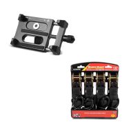 Set: Smartphonehalter SH3 für Lenker Handyhalter Aluminium Halterung + Spanngurt Set mit Ratsche und Haken inkl 4x Zurrschlaufe in schwarz_1